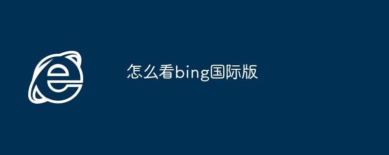 怎么看bing国际版