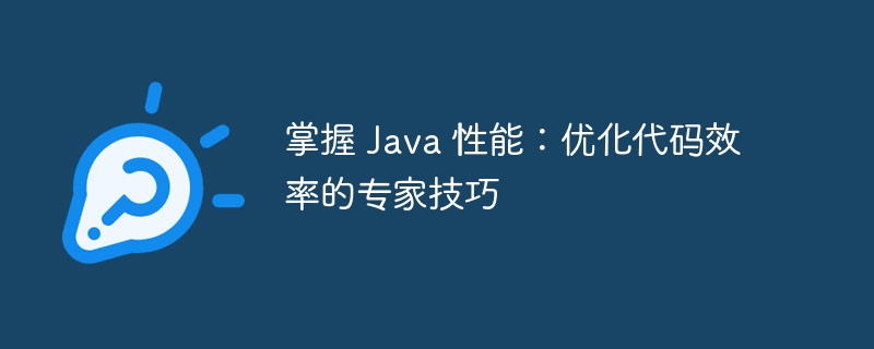 掌握 Java 性能：优化代码效率的专家技巧