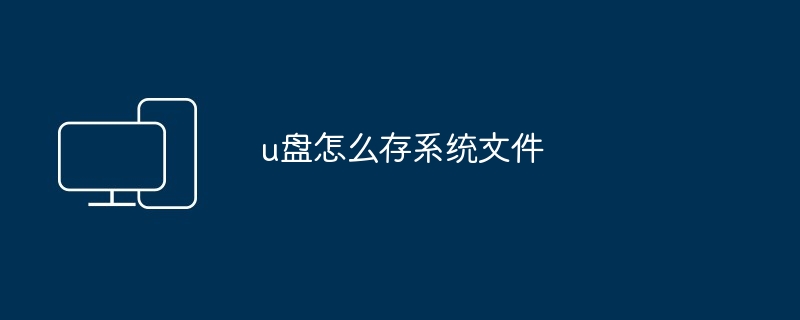 u盘怎么存系统文件