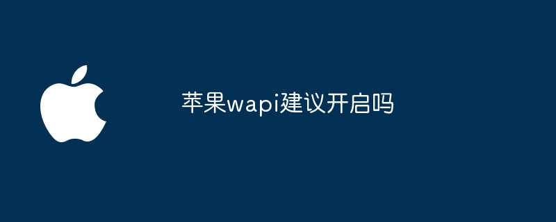 苹果wapi建议开启吗