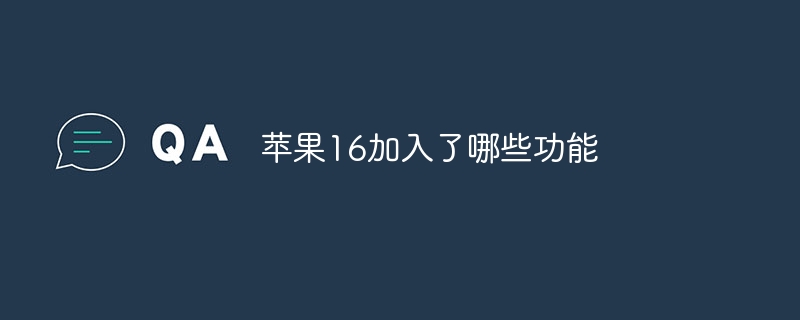 苹果16加入了哪些功能