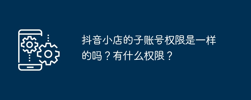 抖音小店的子账号权限是一样的吗？有什么权限？