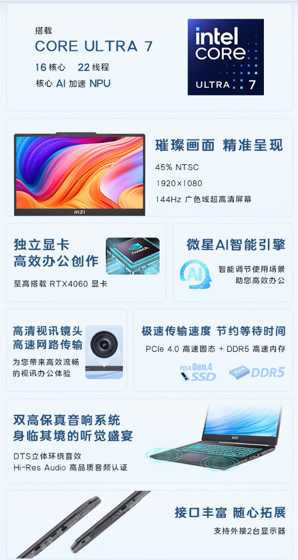 微星星影 15 Air 笔记本亮相：酷睿 Ultra7 处理器 + RTX4060 独显，售价 6999 元