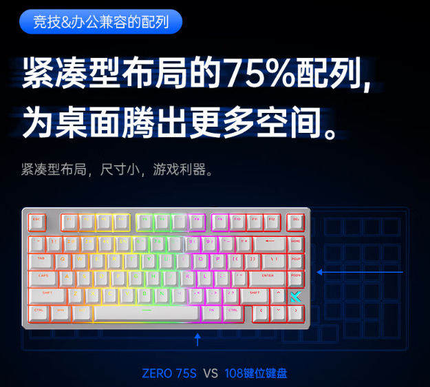 迈从 ZERO 75S 电竞磁轴键盘发布：8K 回报率、GAS 结构，首发 499 元起