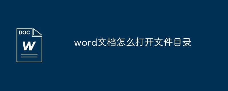 word文档怎么打开文件目录