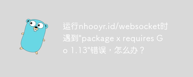 运行nhooyr.id/websocket时遇到\"package x requires Go 1.13\"错误，怎么办？