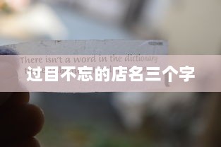 过目不忘的店名三个字 第1张 过目不忘的店名三个字 第1张